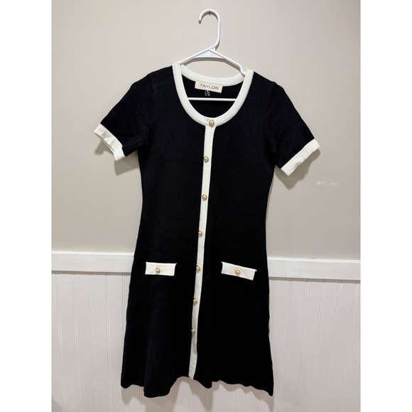 Taylor Dresses & Skirts - Taylor Preppy Glam Short Sleeve Mini Dress Black Women Size Small